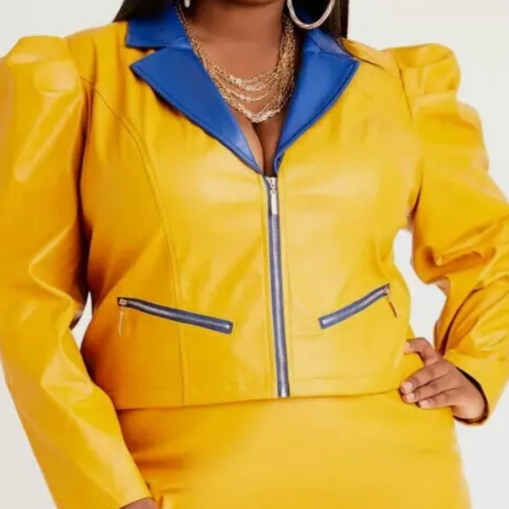 Ashley Stewart faux leather jacket size 14